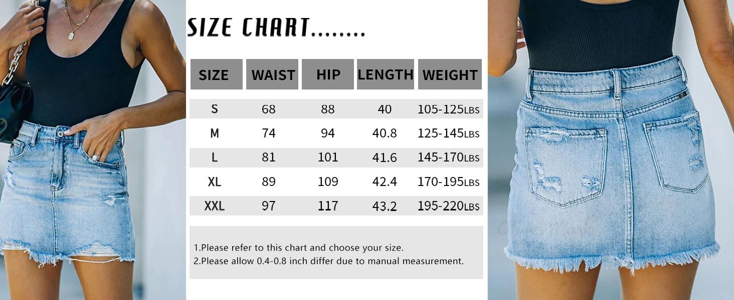 GOBLES Women's Sexy Mid Waist Zipper Closure Frayed Raw Hem Ripped Mini Denim Skirts - Image 8