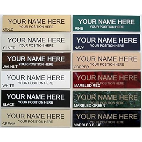 Name Plate Choose Color 2 x 8 - Laser Engraved - CUSTOMIZE. Available in a variety of colors and fonts to match your style. Add a holder/bracket for a professional look. Cover