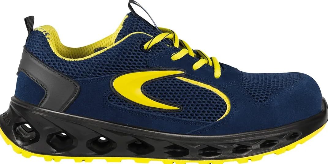 COFRA Invincible ESD Zapatos de Seguridad Laboral, Azul y Amarillo, Metal Free, Antiestático, Transpirable, Puntera de Fibra de Vidrio Obervaciones: Ejem. T-42 equivale a 42,5 Aprox.