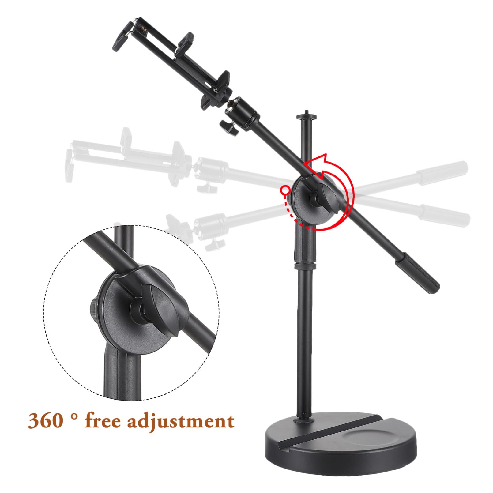SHINEOFI Soporte Telescópico Ajustable para Teléfono Móvil Montaje Superior para Grabación y Dibujo Compatible con Smartphones y Tablets