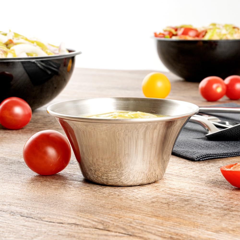 Kubek na przyprawy ze stali nierdzewnej, ramekin, kubek na sos - okrągły - 15 ml - pudełko 10 ct - akcesoria restauracyjne