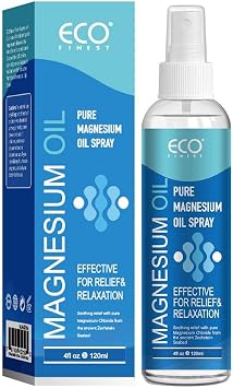 Pure Magnesium Oil Spray, Topical Magnesium Spray Magnesium Oil for Feet, Skin & Body, Easy to Absorb and Use, Women & Men4FL.oz/120ml