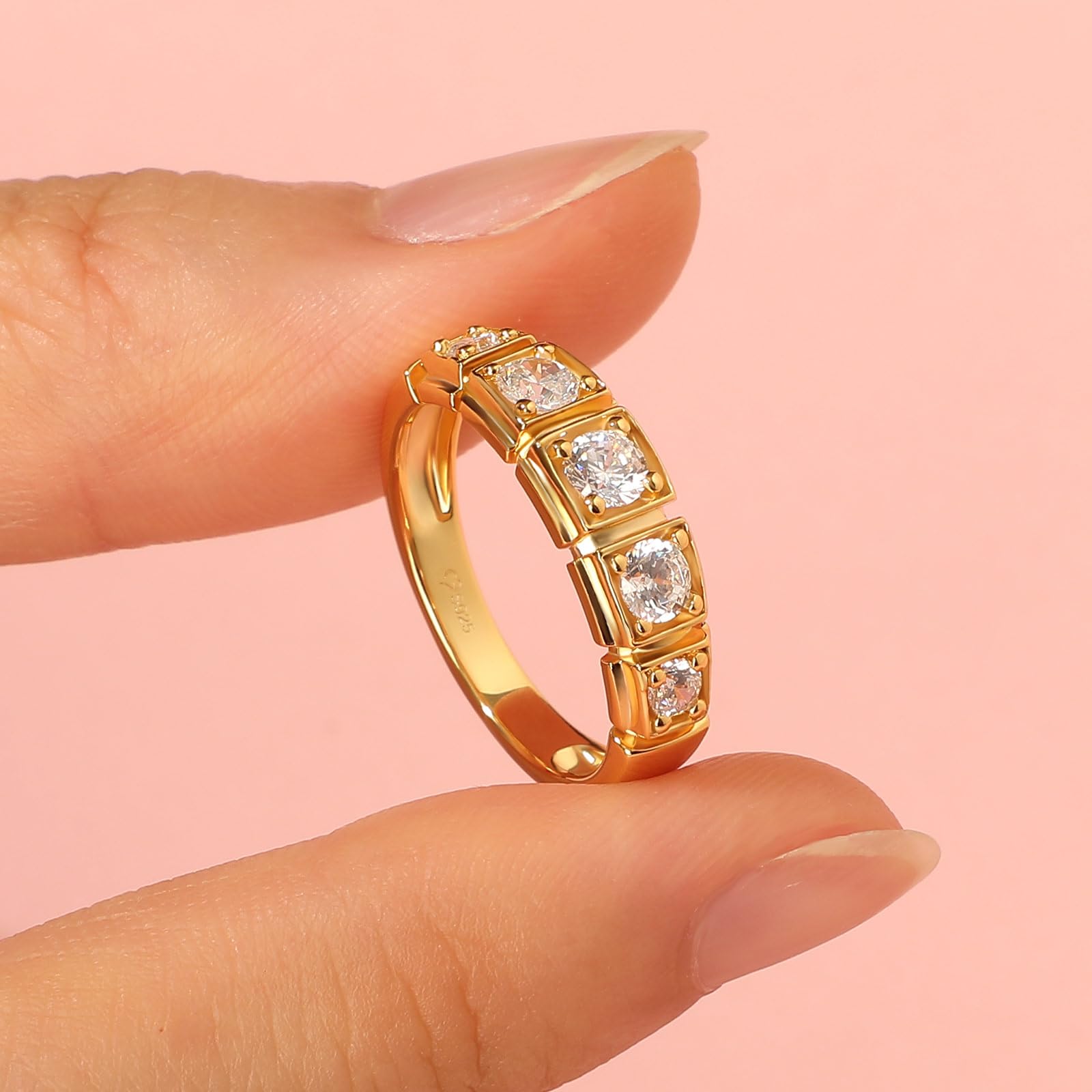 Jeulia Anello Oro Donna Argento 925 Fidanzamento Fede Diamanti Anelli Promise Fedi Anulare Anello Eternity per, Anniversario, Natale, San Valentino,Compleanno