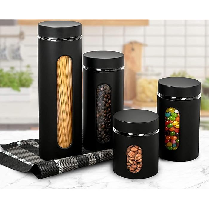 Buy Canister Sets for Kitchen Counter Matte Black Kitchen Decor and