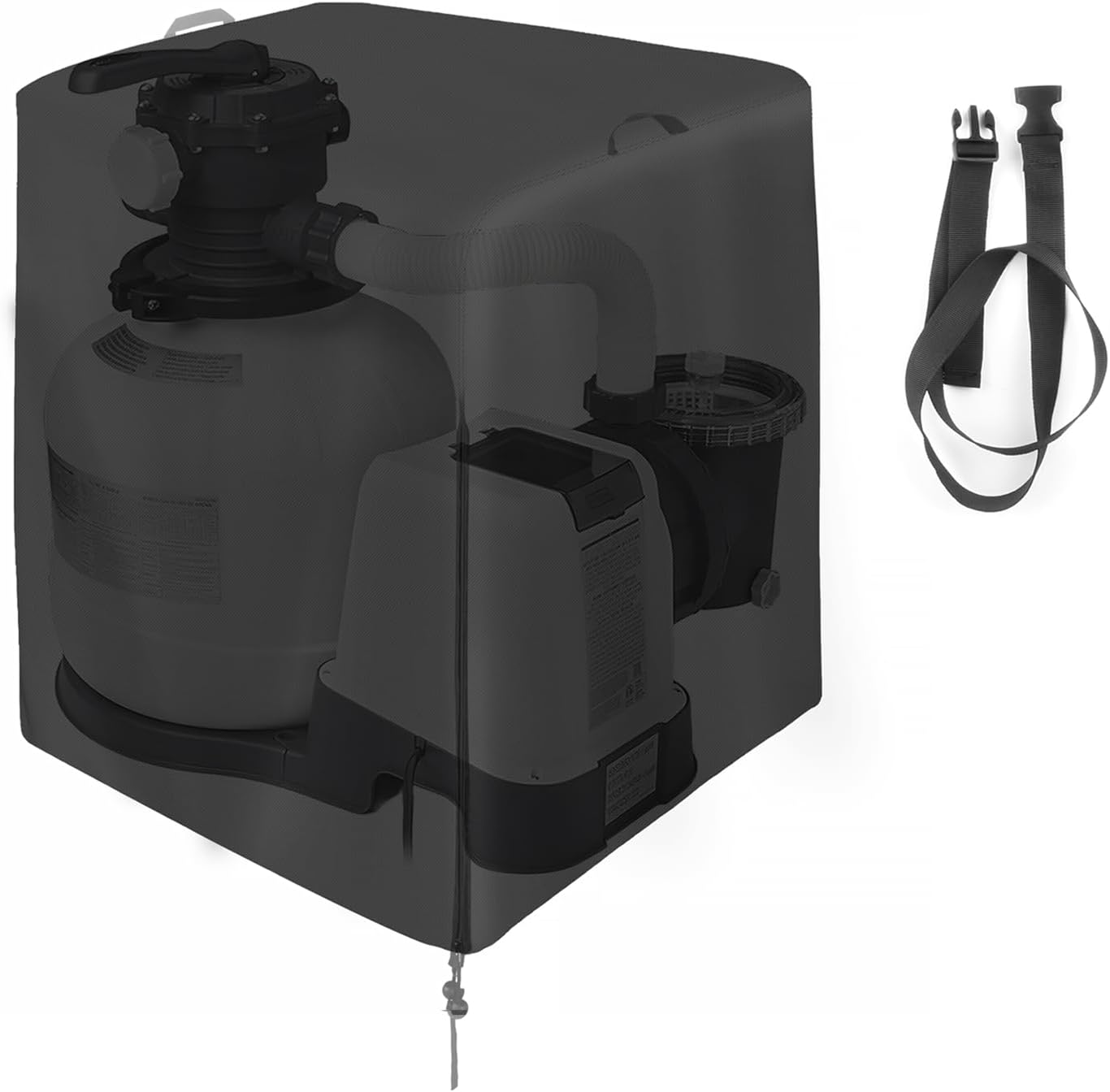 Pool Filter Cover for Intex Sand Filter Pump, Waterproof Pool Pump Cover Above Ground for Most 13-16in Filter, Black-33x24x33 inch