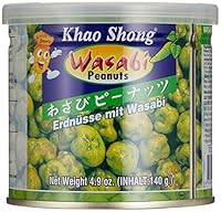 Khao Shong Erdnüsse mit Wasabi, knackige Erdnüsse im scharfen Teigmantel, knuspriger Snack für unterwegs, mittlere Schärfe, 1 x 140 g Dose