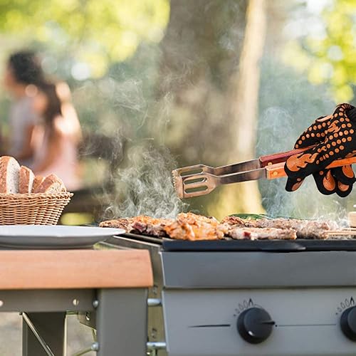 Miniatura 6 de Guantes largos, resistentes al calor 1472 F, de silicona antideslizante, para barbacoa, cocinar, hornear, cortar