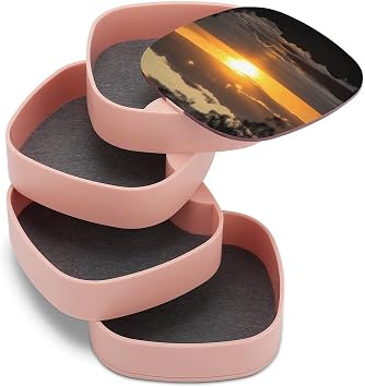 Necklace Jewelry Box, Sunset Hawaii Beach Printed Jewelry Box,rotating Jewelry Box,dressing Table Jewelry Box