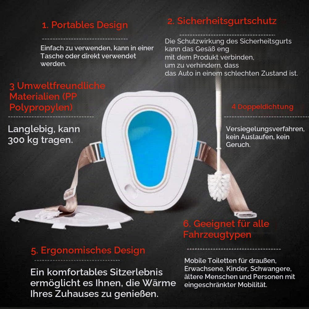 LoJax Tragbare Reiseauto-Toilette, Mobile Notfall-Urinal-Camping-Toilette für Outdoor, Wandern, Stau, Fahrtour Sommerauto-Reisetoilette
