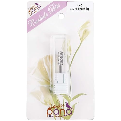 Miniatura 3 de PANA - Broca de carburo de 332 pulgadas para uñas, cabeza pequeña con punta lisa, color plateado (grano grueso 4X)