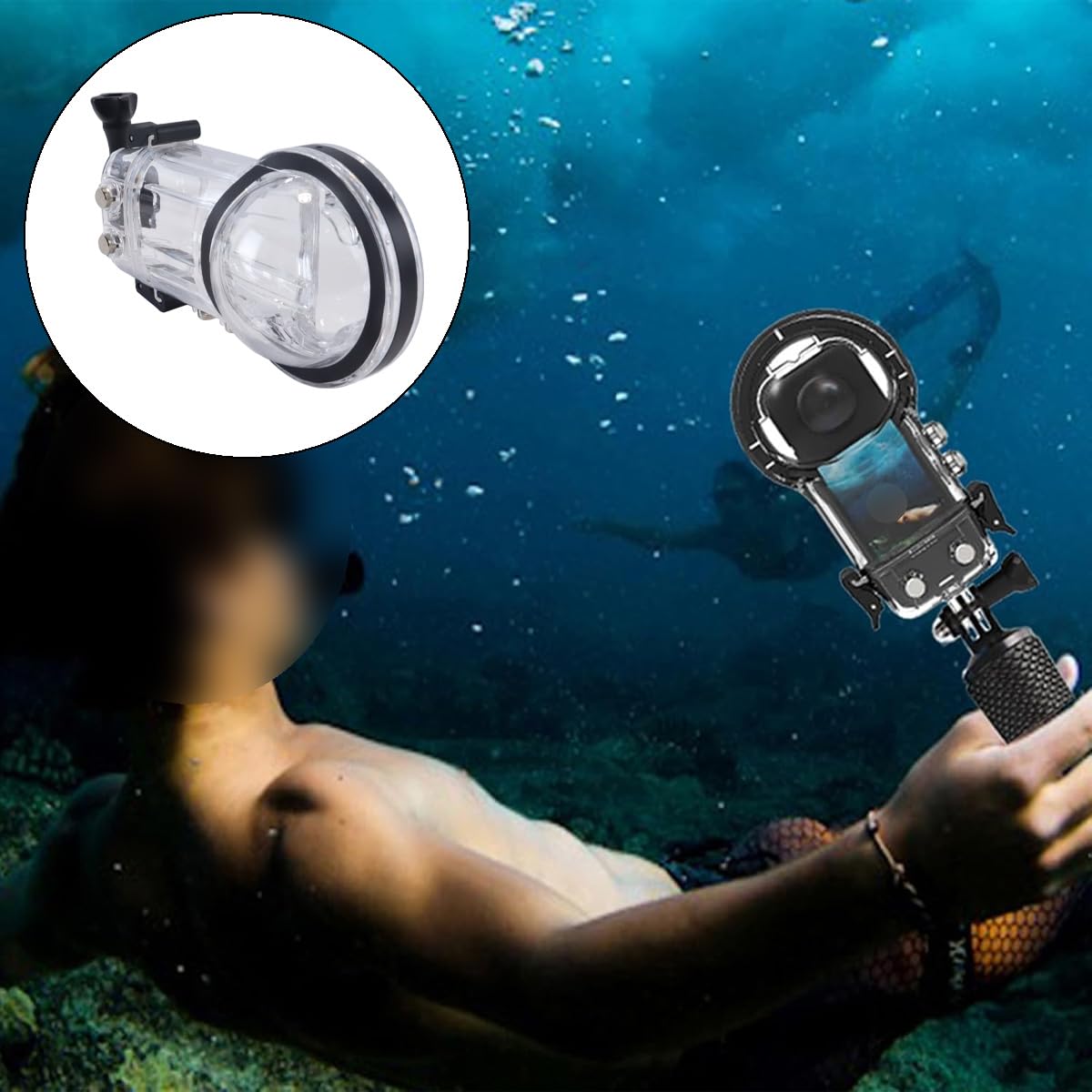 Huba Boîtier de plongée pour caméra panoramique X4 50 m étanche avec lentille anti-reflet