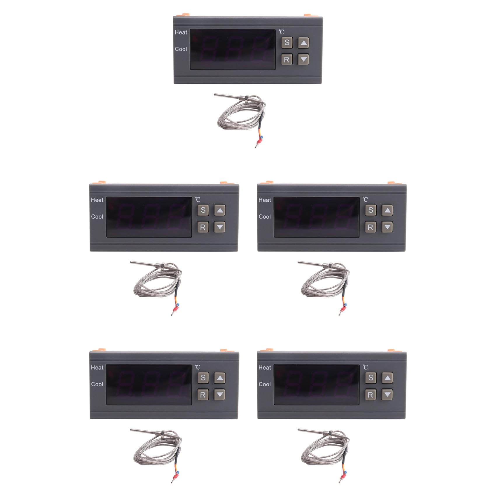 Jnchdghwa Black 5X Digital Temperature Controller -99-400 Degree Pt100 M8 Probe Thermocouple Sensor Embedded Thermostat 220V Switch