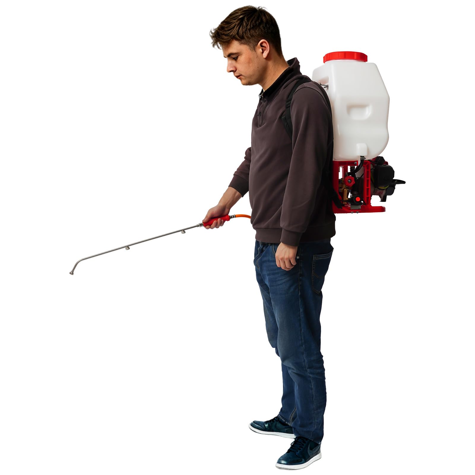 Pulverizador trasero de gasolina de 20 L con motor de 25,4 cc de 2 tiempos, potente pulverizador de motor y herbicida, pulverizador versátil para agricultura y horticultura