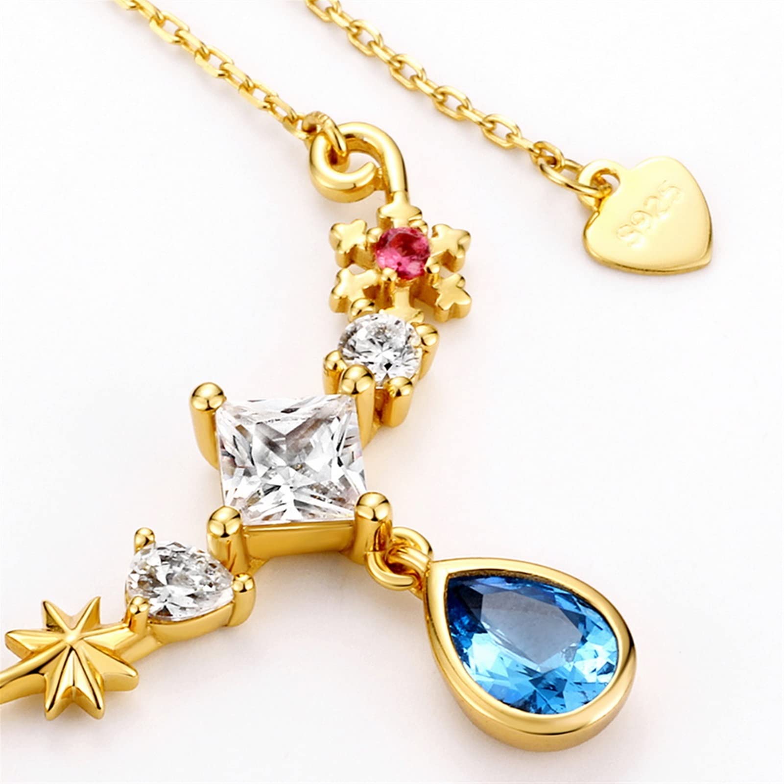 Collane Collana da Donna in Argento Sterling 925 Nano Blue Zirconio Collana di Goccia di zirconio Elegante Collana Pendente Collana da Donna