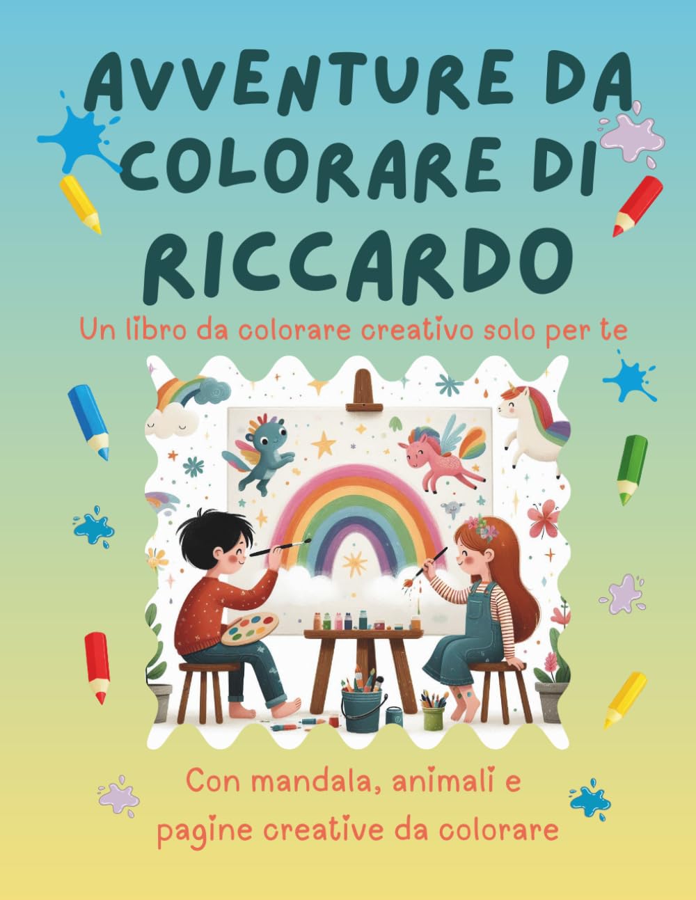 Avventure da colorare di Riccardo – libro da colorare personalizzato: Libro per bambini con animali, natura, mandala e pagine interattive | 32 pagine ... (Avventure da colorare personalizzate)