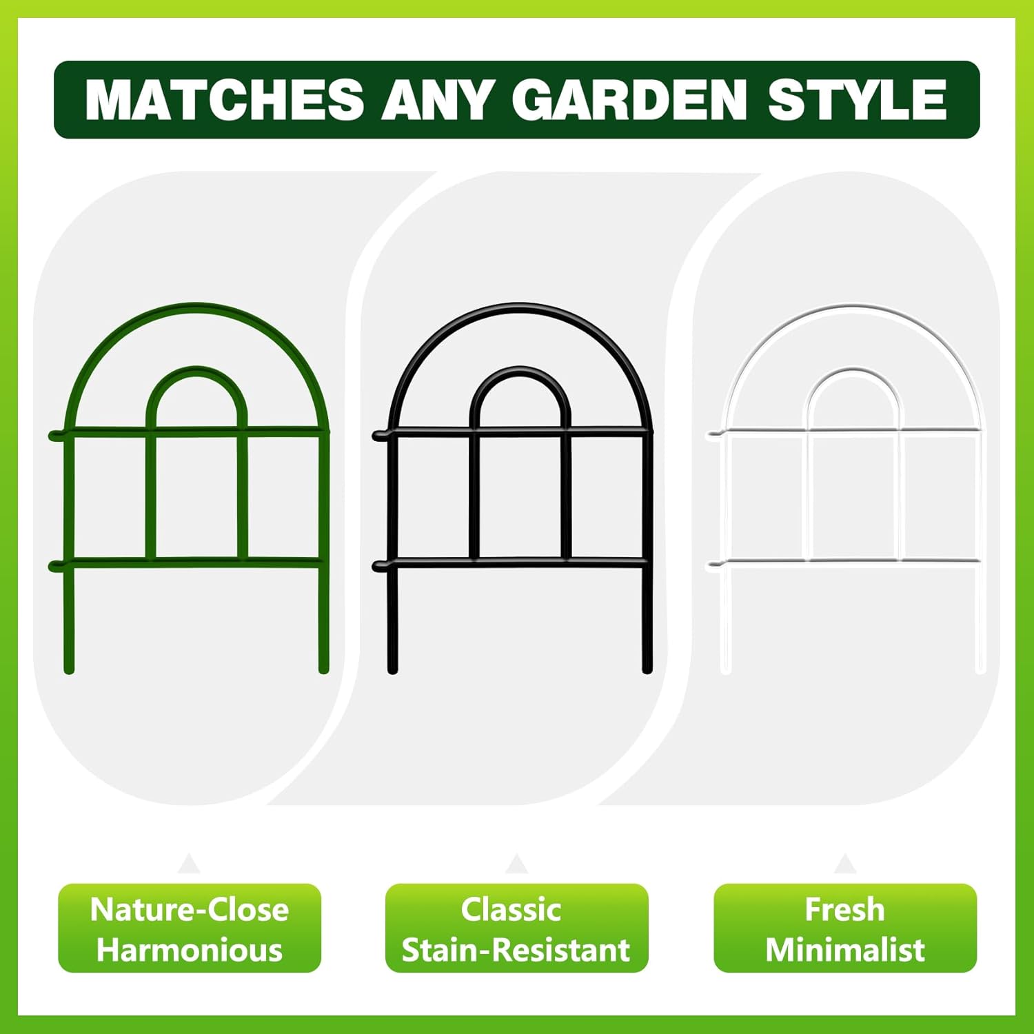 Decorative Garden Fence 21.67ft x 17in - 20 Pack Rustproof Metal No Dig Fence Animal Barrier, Arched Bed Edging Classic Style Wire Border Panel Fencing for Yard Patio Outdoor Decor, White
