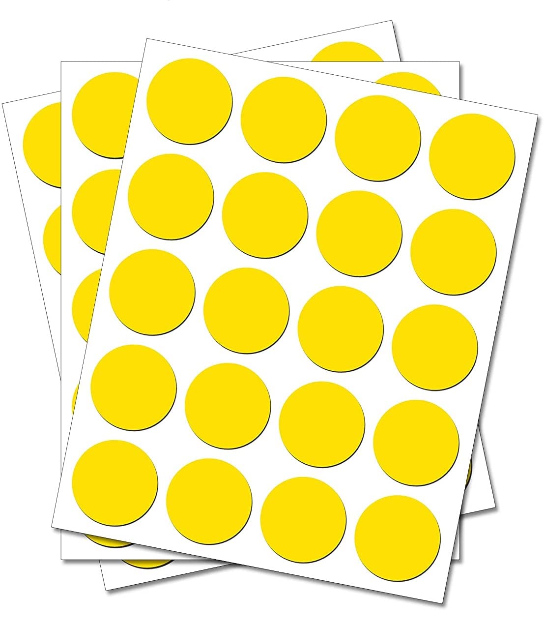 50 Round Yellow Circles - Removable Self Adhesive Waterproof Durable Vinyl Stickers - Digitally Cut to the sticker Shape - size 25mm
