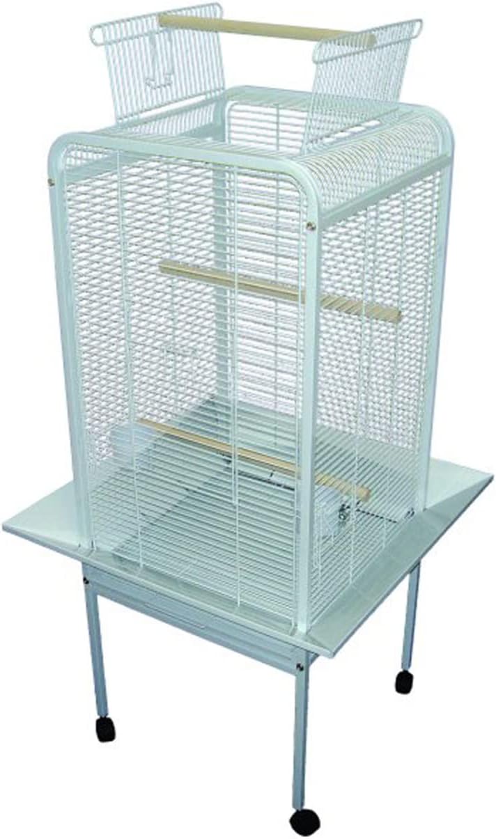 YML EF22 1/2" Bar Spacing Play Top Parrot Bird Cage, 22" x 22", White