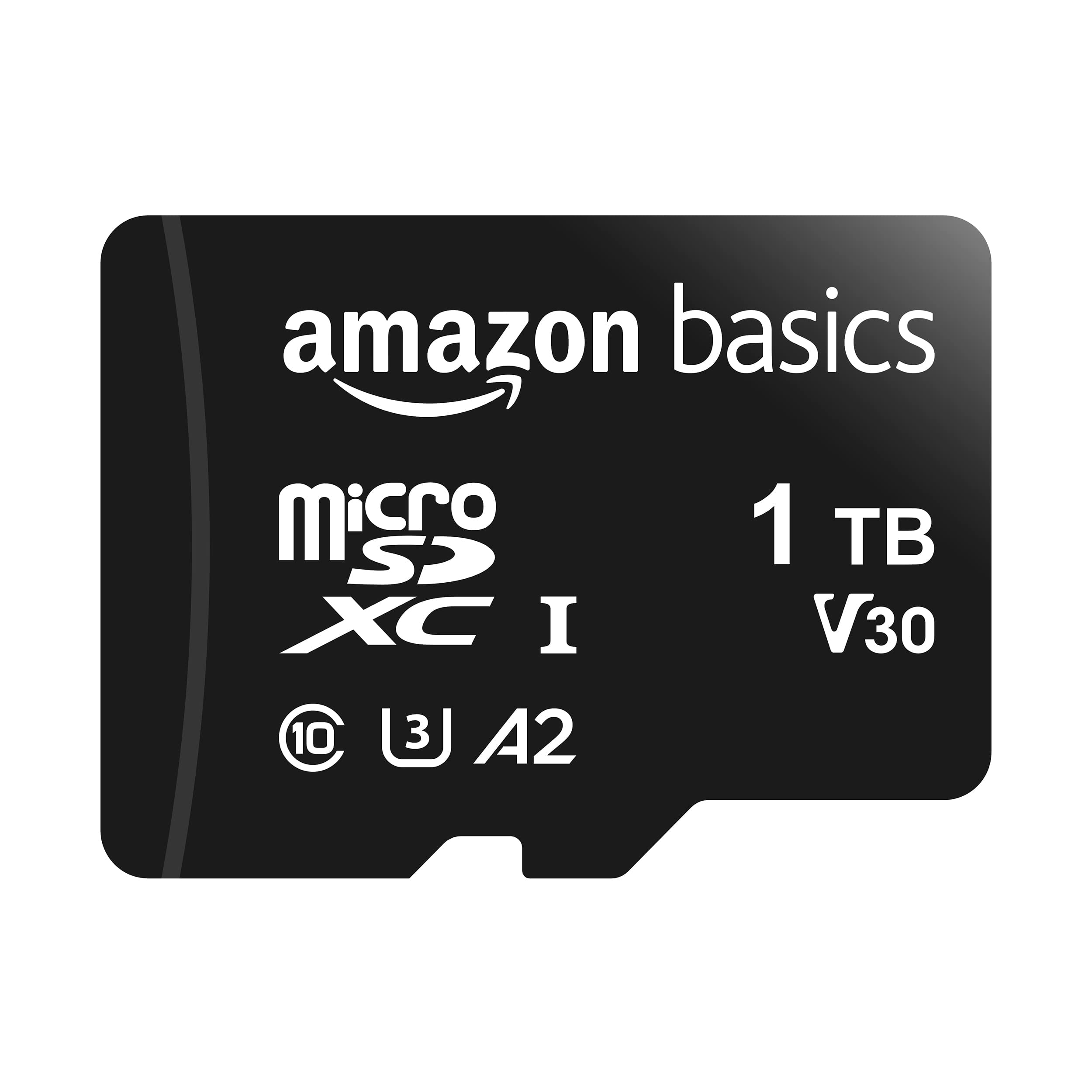 Amazon Basics Cartão de memória microSDXC com adaptador de tamanho padrão, A2, U3,