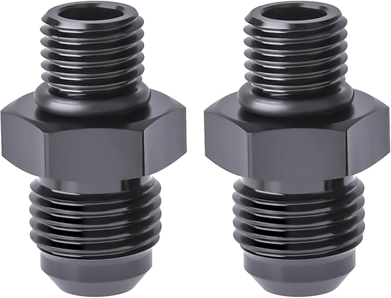Adaptador de conexão 6AN macho flare para 4AN ORB JXFZLCYGCSM em alumínio preto – 2 unidades