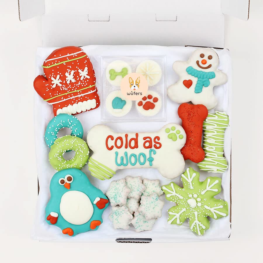 WÜFERS Dog Cookie Box | Handmade Hand-Decorated Dog Treats | Dog Gift Box Made with Locally Sourced Ingredients (Winter Woof)