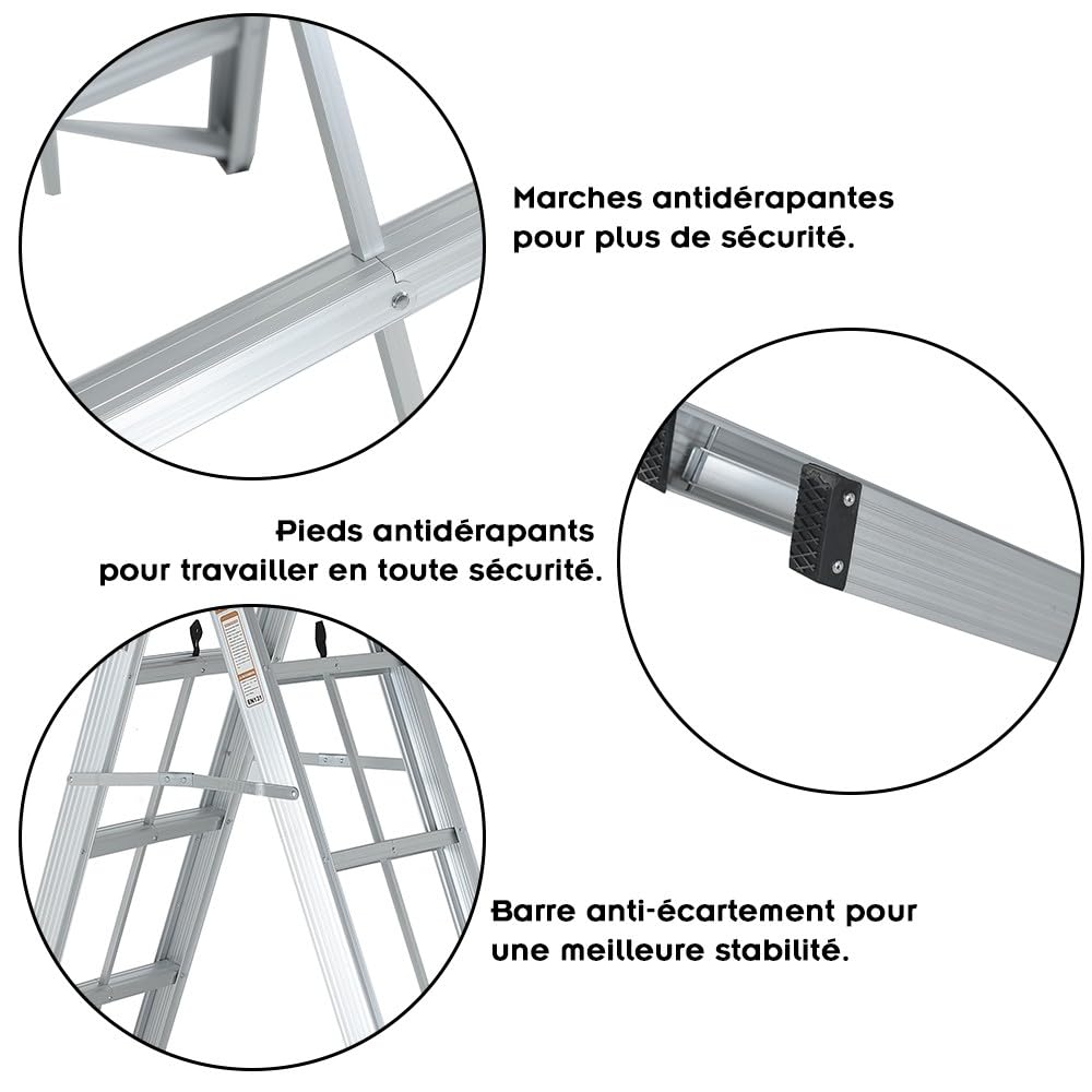 Climb Echelle Double Pliable et compacte en Aluminium 4 marches