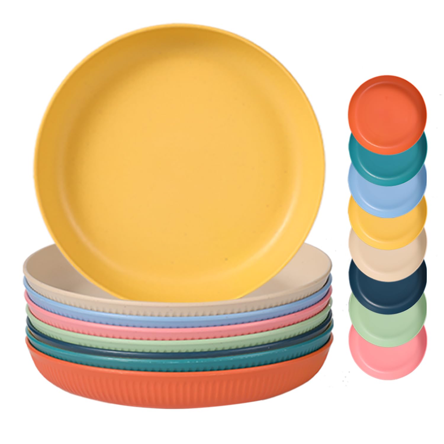 Sagiterra Camping Teller, Unbreakable Deep Picnic Plate Set 8 Dinner Plate Set, Microwave and Dishwasher Safe Camping Plates for Salad, Pasta, Party, Home