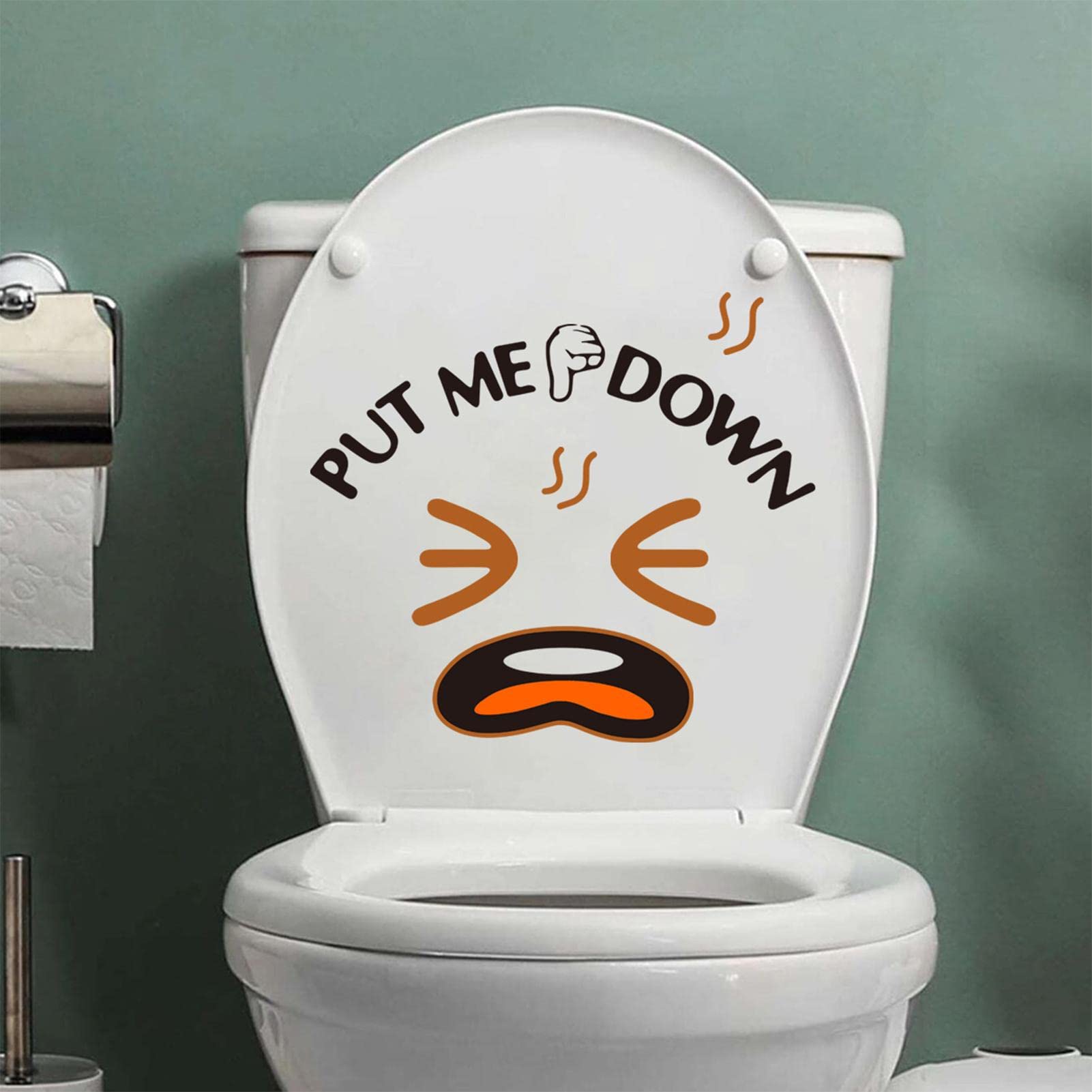 Stronrive Funny Put Me Down Toilet Seat Stickers Decals Sign Funny Reminder Decoration Face Expression Flushing Reminder Decals Decor for Bathroom Washroom Kids Potty Training