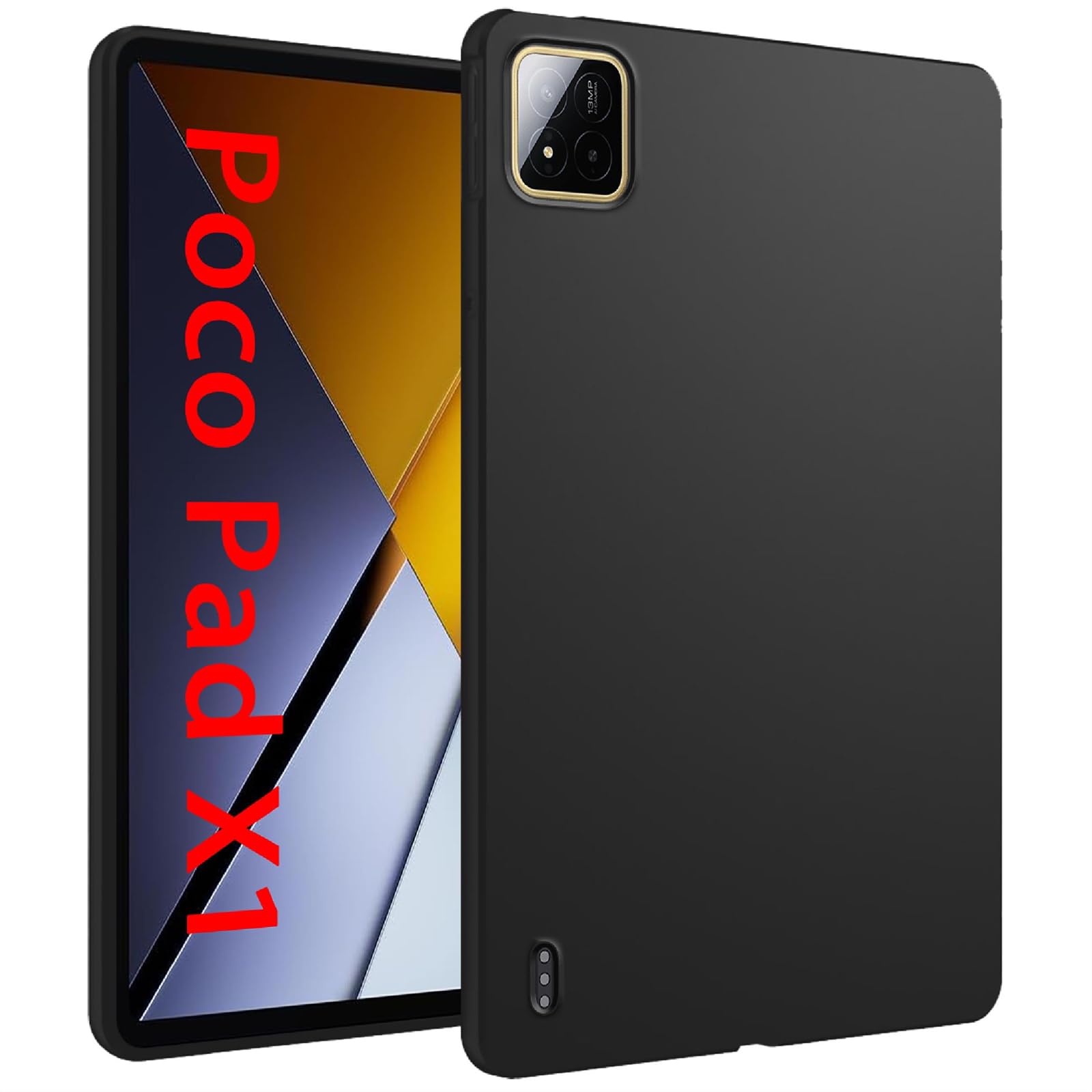 GIOPUEY Hülle für Xiaomi Poco Pad X1, Weiche TPU-Rückschale, Ultra-schlank, Anti-Vibration und Anti-Rutsch, Keine sperrigen - Schwarz