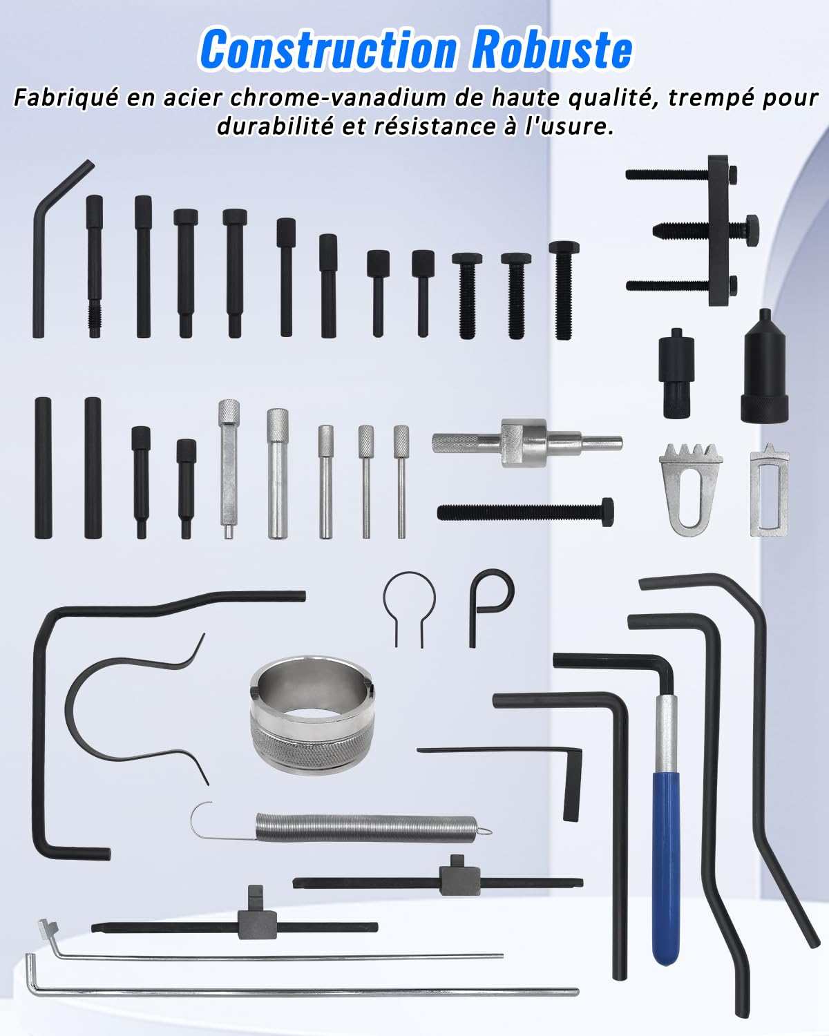 Kit d'Outils de Réglage Calage Moteur, Jeu d'Outils de Blocage et de Réglage d'arbre à Cames et de Vilebrequin Compatible avec Peugeot, Citroen, Moteurs Diesel & Essence PSA Dual TDI HDI PSA