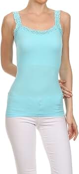 ICONOFLASH Seamless Nylon Spandex Tank Top with Stretch Lace