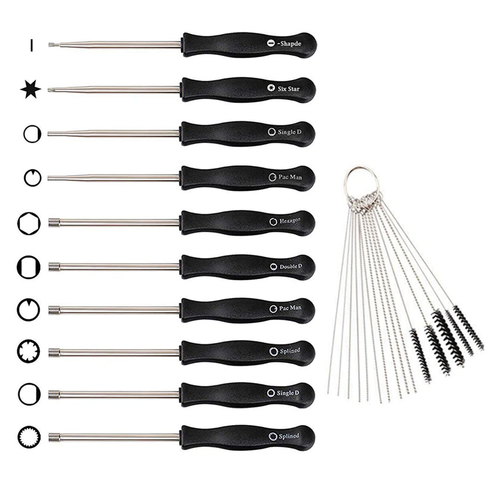 LIYYOO Herramientas de destornillador de ajuste de carburador con kit de aguja de cepillo de limpieza de carburador para carburador común de 2 ciclos, herramienta de ajuste de carburador de motor