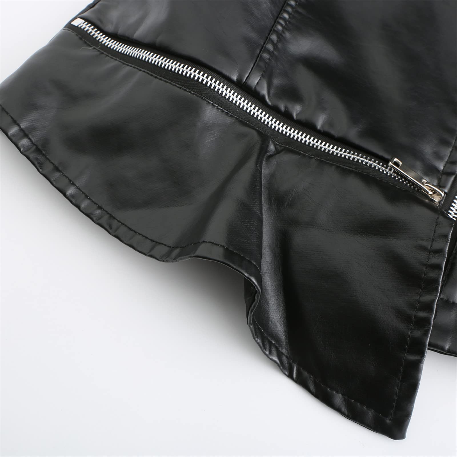Chaqueta Mujer Invierno Abrigos De Cazadora Forro Polar，Chaqueta femenina de cuero sintético con cuello cremallera frontal bolsillos laterales diseño ajustado para motociclista abrigo ligero y modern