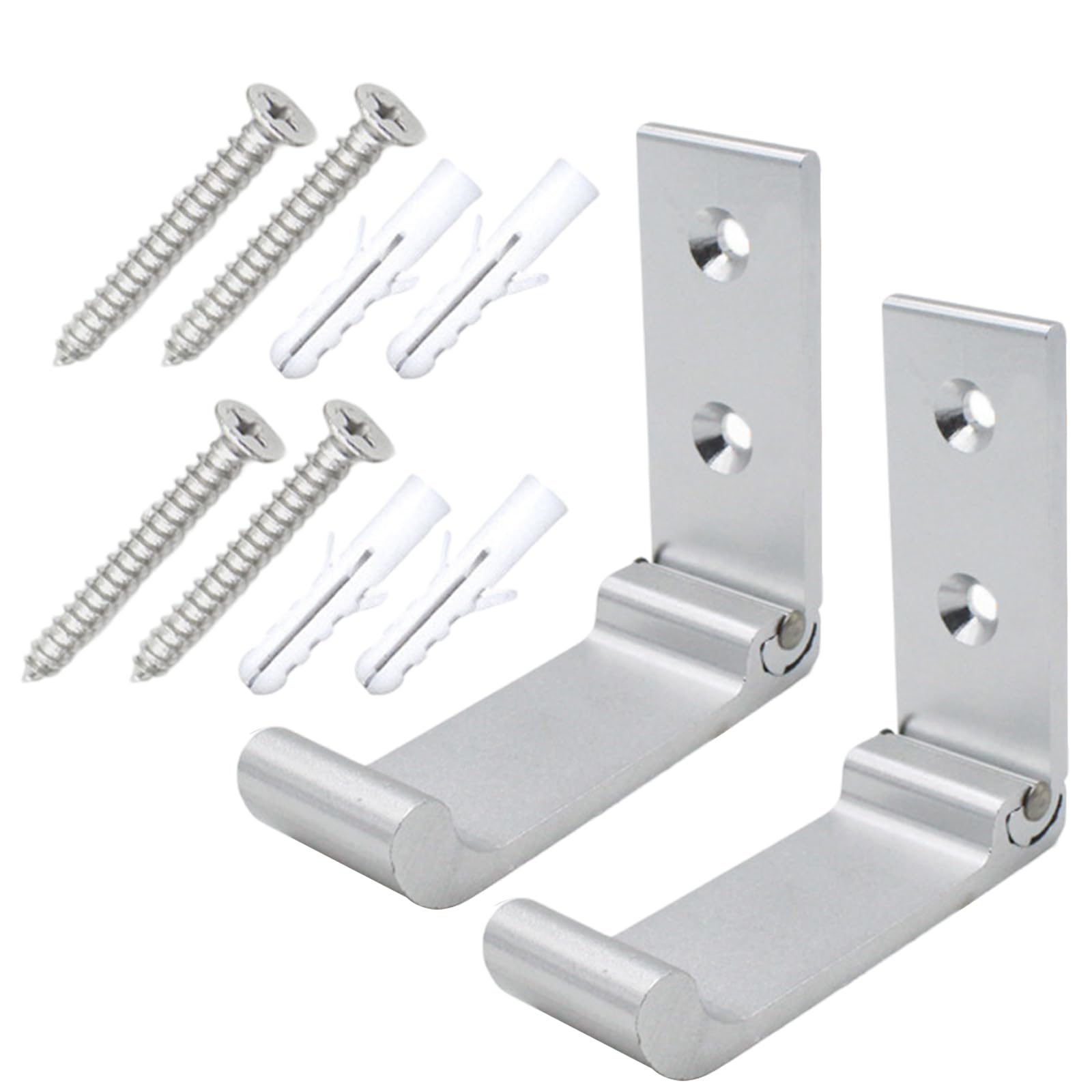 Crochets muraux pliables en alliage d'aluminium 90° Lot de 2 argenté