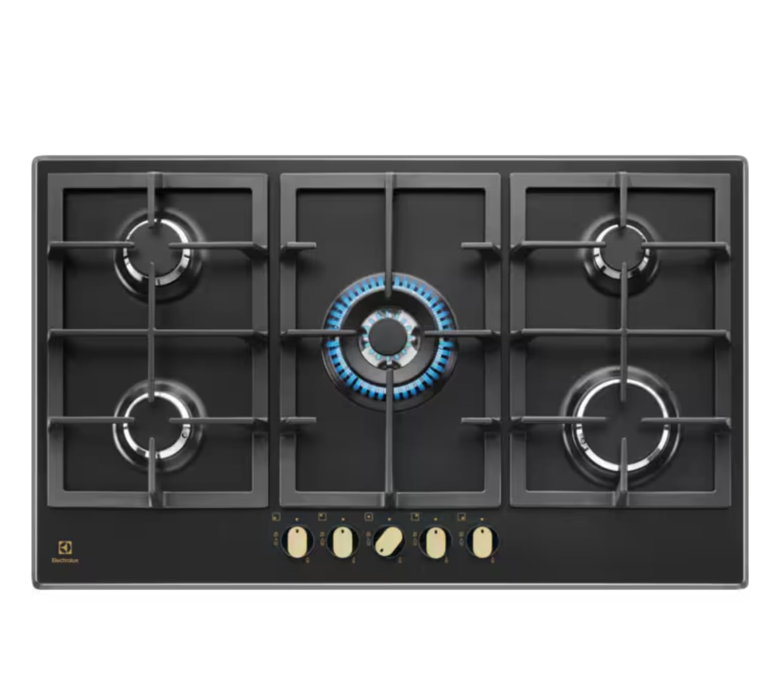 Electrolux KGS 9536 RN - Teglia da forno a gas, finitura in ghisa nera con manici in bronzo, 90 cm