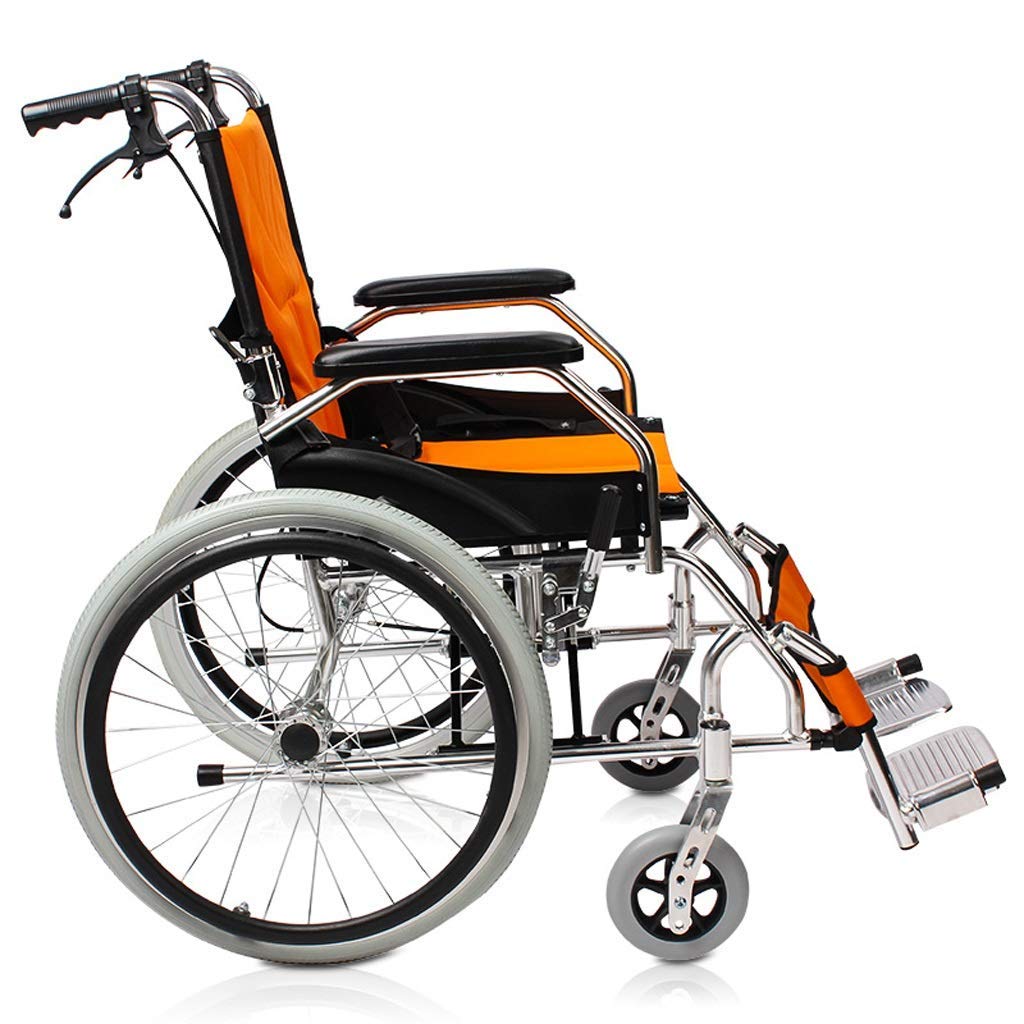 Sedia a rotelle,Ausili per la deambulazione del carrello per disabili del vecchio motorino pieghevole portatile manuale in lega di alluminio