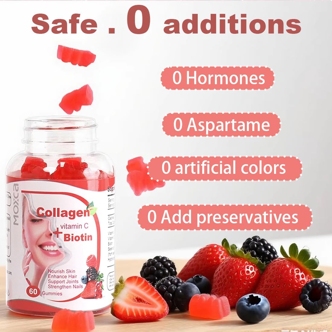 Hydrolyzed Marine Collagen Gummies for Women | Vegan Collagen Support with Biotin, Vitamins C & E | Daily Beauty Supplement for Hair, Skin & Nails | Natural Fruit Flavor, Clean Formula - Image 5