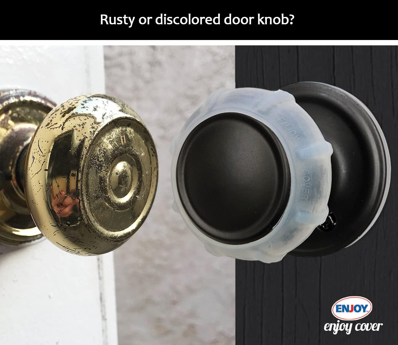 Enjoy Cover - Silicone Door knob Grips Nonslip Fits All Door Knob Universal Size 4 Pack (Foggy Clear)