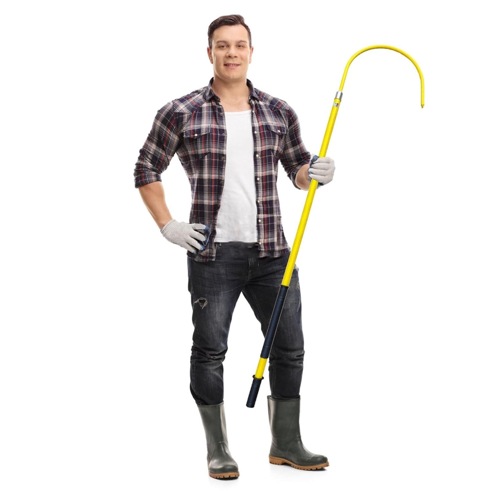 Rescue Hook Hotstick, Lightweight Portable High Voltage Electrical Safety Tool Insulated Rescue Hook, 3.2cm Thick Fiberglass Life-Saving Pull Rod for 10kv 35kv 110kv, Electric Vehicles, Electrical Gea