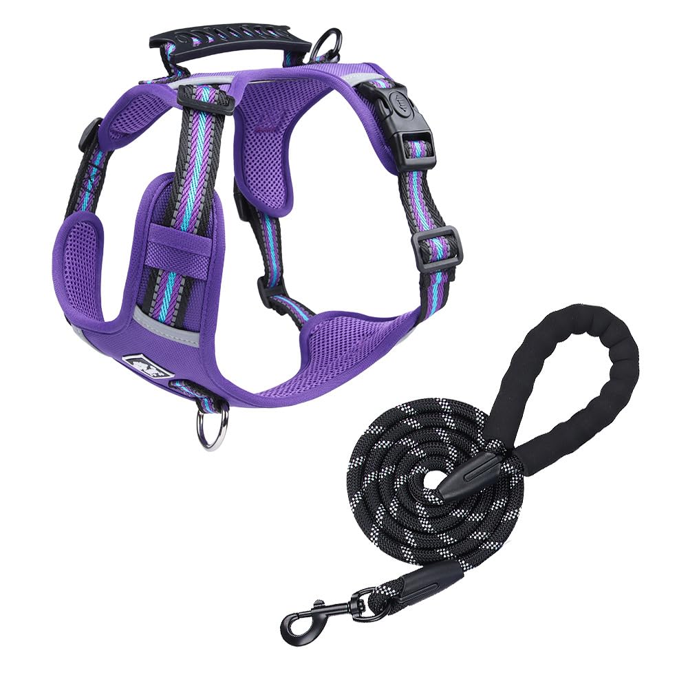 Dog Harness for Large Dogs, Large Dog Vest with Leash, Breathable Mesh Fabric, Anti-pull Adjustable Dog Harness Size S