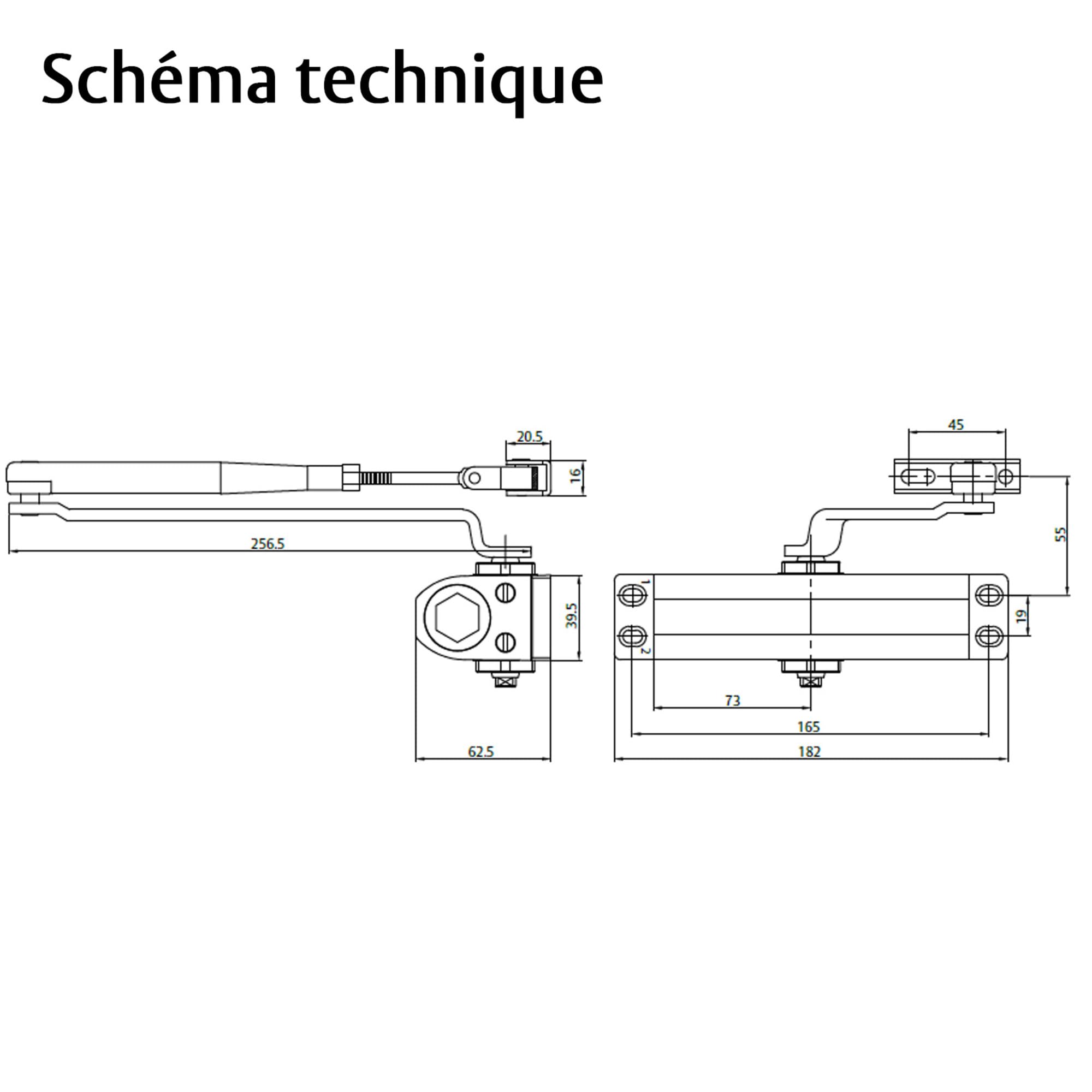 Yale Ferme-Porte à Pignon Crémaillère & Bras Compas DC110 - Idéal Portes Coupe-Feu & Étanches à la Fumée - pour Portes jusqu'à 1100mm de Large Droite ou Gauche - Force 4 jusqu'à 80kg - Argent Satiné