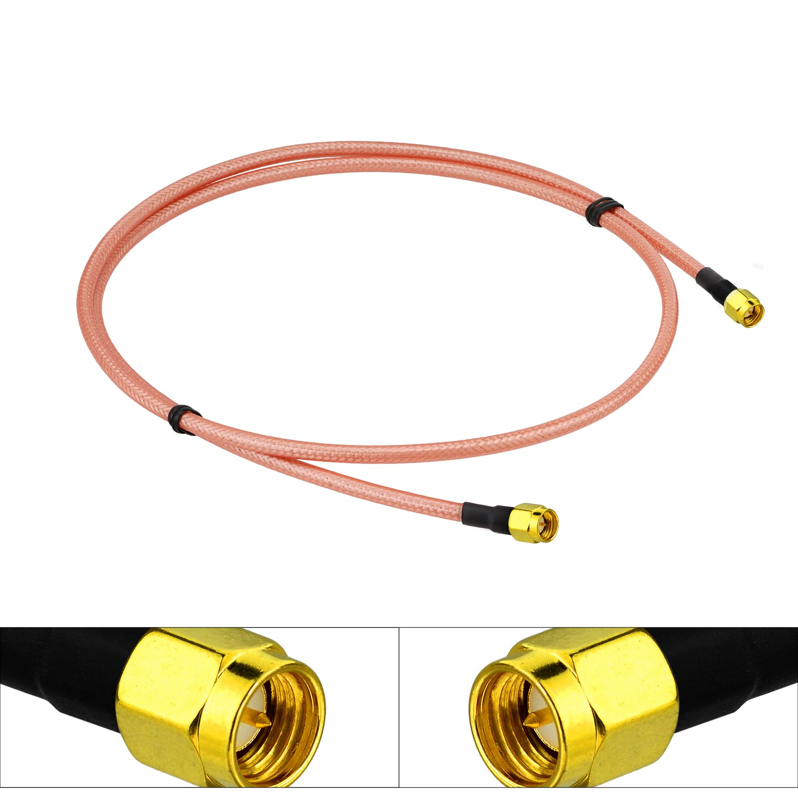 BINGFU Cavo coassiale SMA maschio a SMA maschio RG400, 1 m, prolunga antenna a bassa perdita, doppia schermatura, cavo da 50 Ohm, compatibile con router WiFi, sistema di telecomunicazioni, GPS, SDR