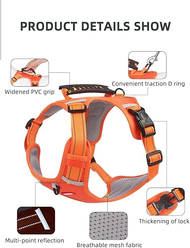 Miniatura 3 de Wowuwoai Arnés de chaleco para perro sin escape con asa de fácil control, chaleco reflectante sin estrangulamiento Oxford para mascotas para perros