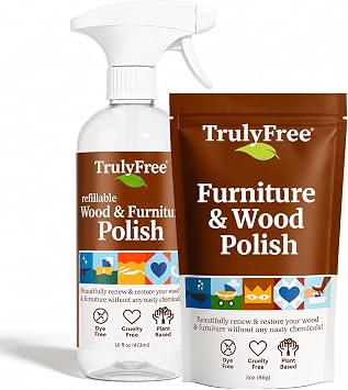 Truly Free Wood Cleaner & Furniture Polish - 12oz + 1 Fill, 3oz