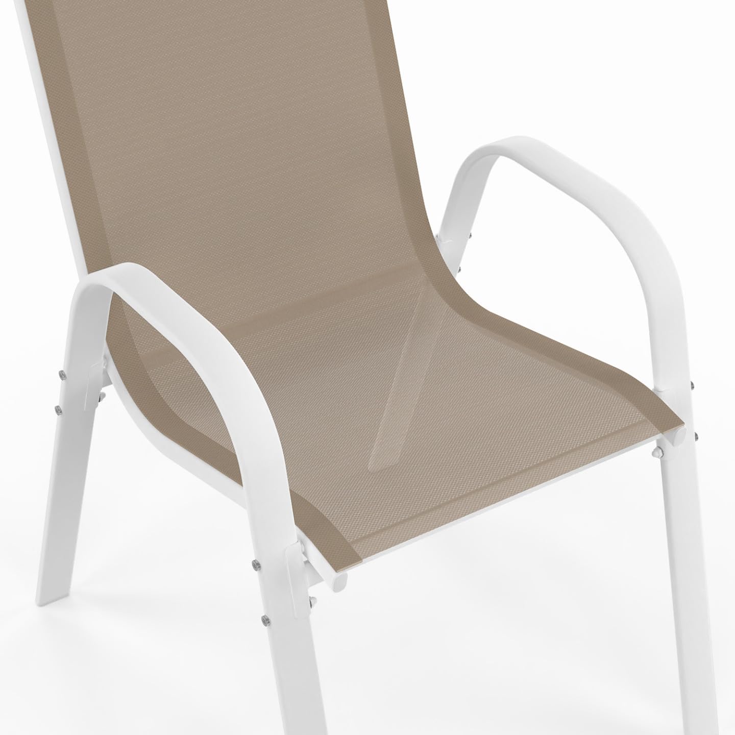 IDMarket - Salon de Jardin Madrid Table 240 CM et 10 chaises empilables Blanc et Beige