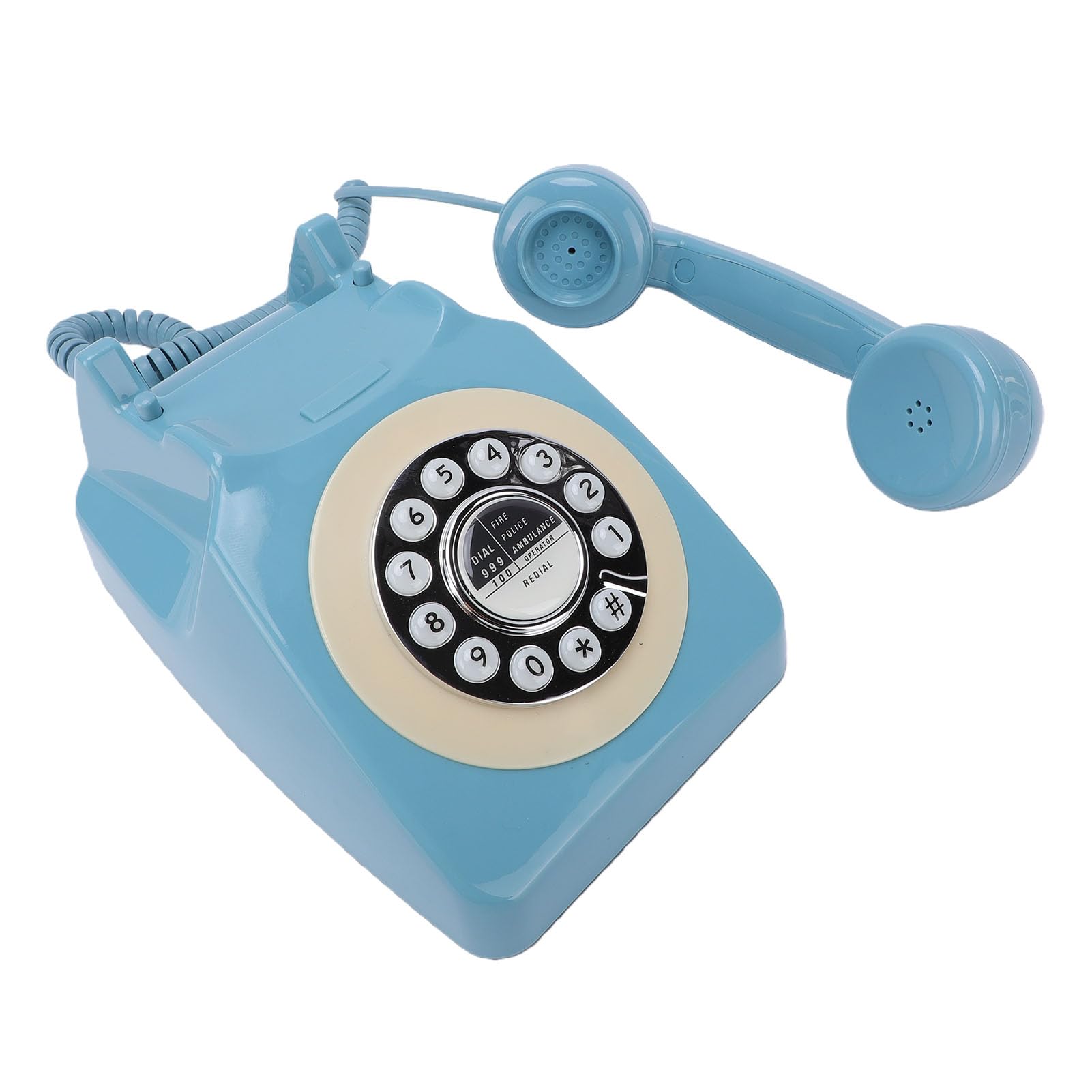 Lazmin112 Telefon Stacjonarny w Stylu Retro, Wybierany Przyciskiem Vintage Telefon Domowy ze Złączem RJ11, dla Domu Opieki dla Seniorów (BLUE)