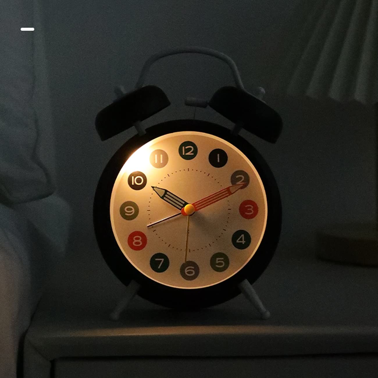 Despertador, Reloj de Noche con diseño Dibujos Animados(Black,3in)