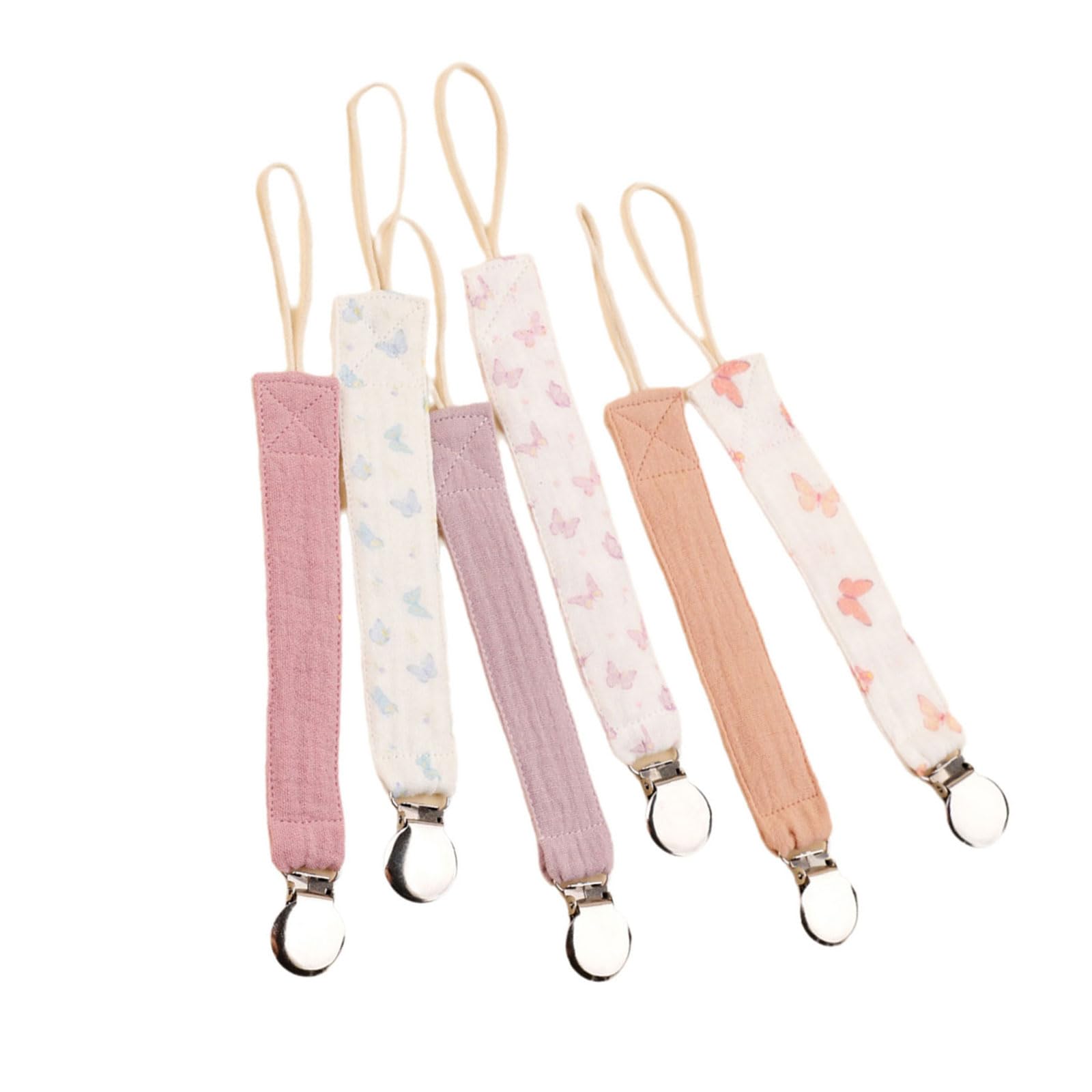 6Pcs Baby Strap Soother Chain Newborns Chain Clip Product Cotton Teether Strap Holder Holder Ribbon