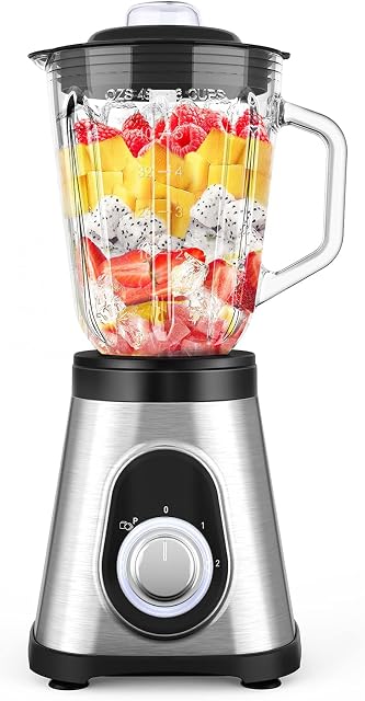 Blender Smoothie Maker, 700W Smoothie Maker with 3 Adjustable Speeds, Smoothie Blender with 1.5L Glass Jug, 6 Sharp Stainless Steel Blades for Smoothie, Milk Shake, Frozen Fruit and Ice Crush