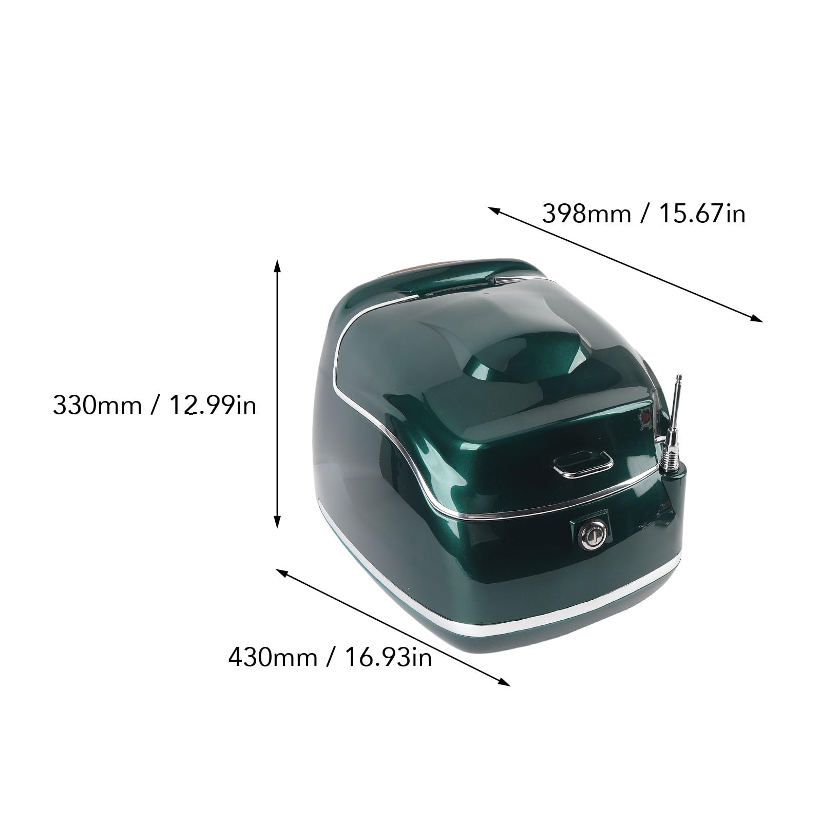 Fockety Baúl para Motocicleta de 38 L, baúl Trasero para Scooter, con Respaldo Suave, Universal para Casco, Guantes y Herramientas (Verde Oscuro)